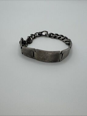 Men's Vintage Chunky ID Bracelet in Distressed Silver Tone 8.5”
